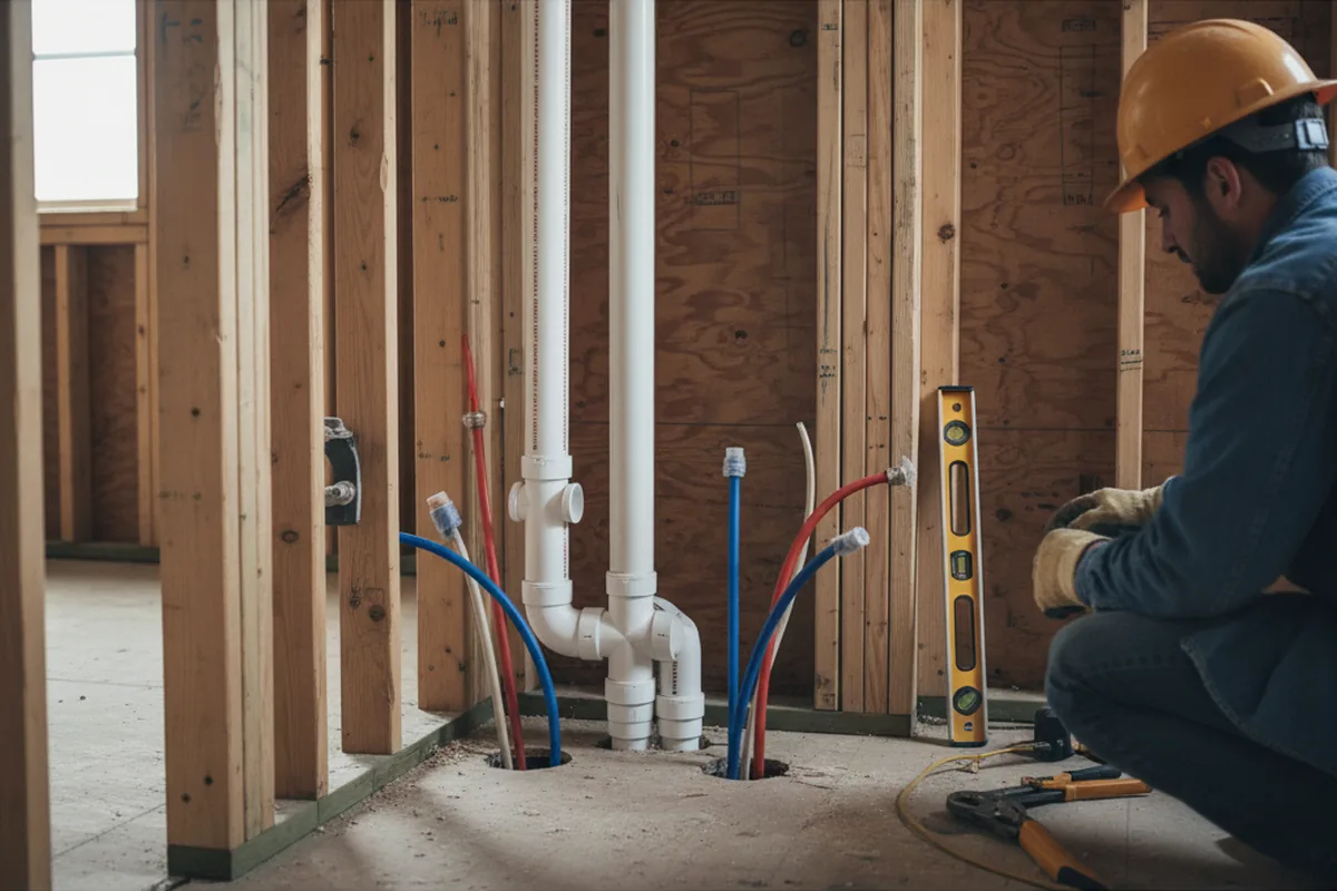Drain and supply rough-in during Garbage Disposal Repair in Jenks