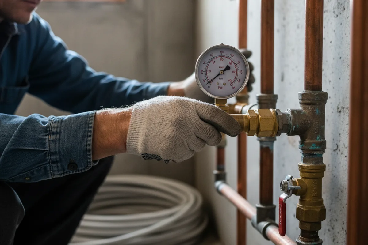 Pressure testing a repaired line during Water Line Repair in Jenks